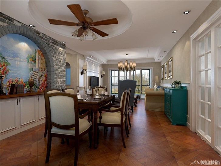 長沙芙蓉嘉苑美式裝修案例-餐廳