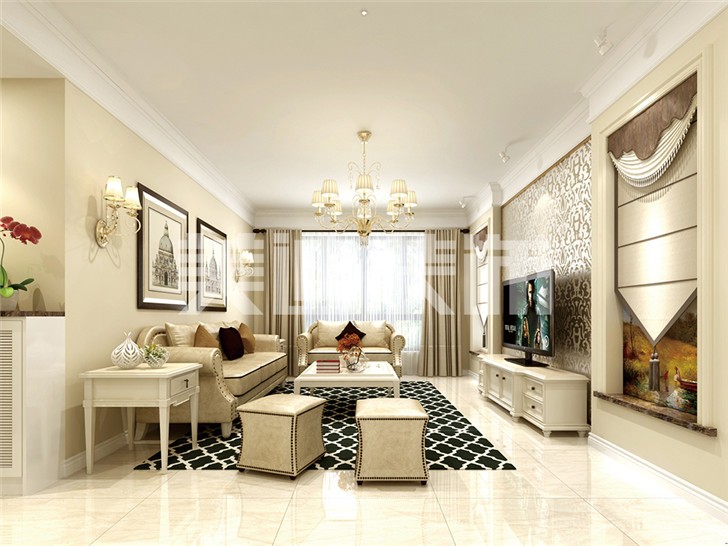 長沙中建信和城115平米裝修案例-客廳