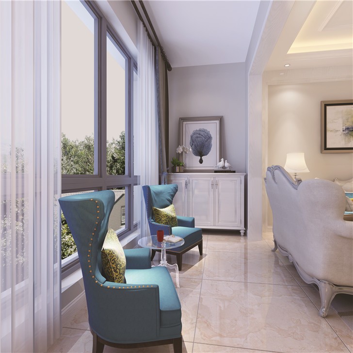 長沙120平歐式裝修案例-陽臺