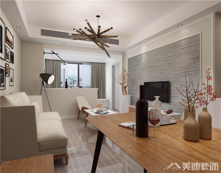 長沙世茂鉑翠灣北歐風(fēng)裝修案例-客廳