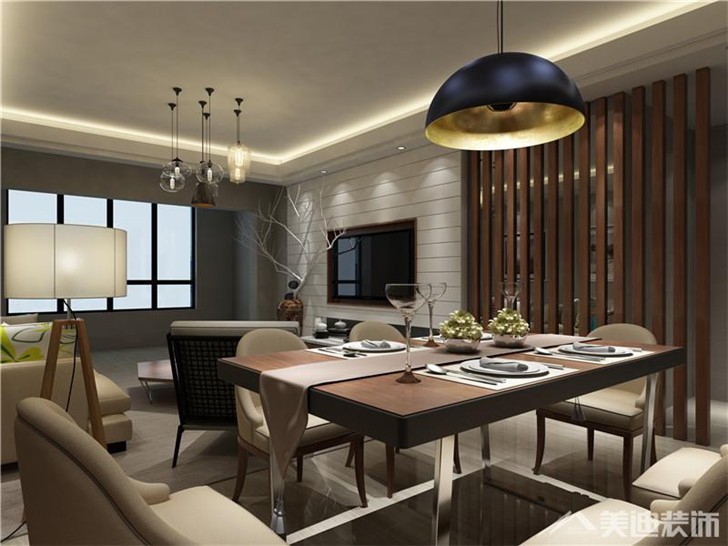 長沙世茂鉑翠灣北歐風(fēng)裝修案例-餐廳