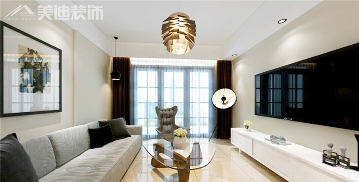 海洋半島現(xiàn)代風(fēng)裝修案例-客廳