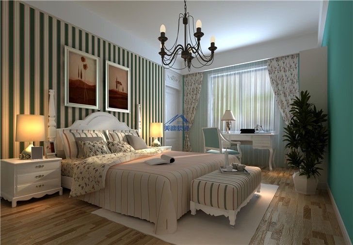 長沙麓山和苑121平米現(xiàn)代裝修案例圖-臥室