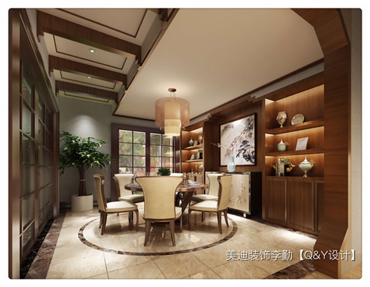 山水英倫新中式裝修案例-餐廳