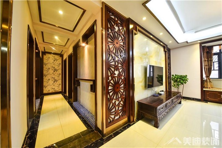 山水熙園中式風(fēng)裝修案例-過道