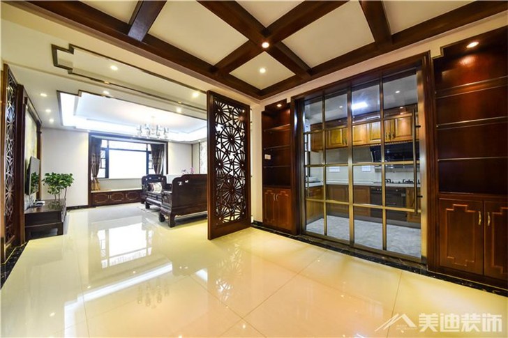 山水熙園中式風(fēng)裝修案例-過道