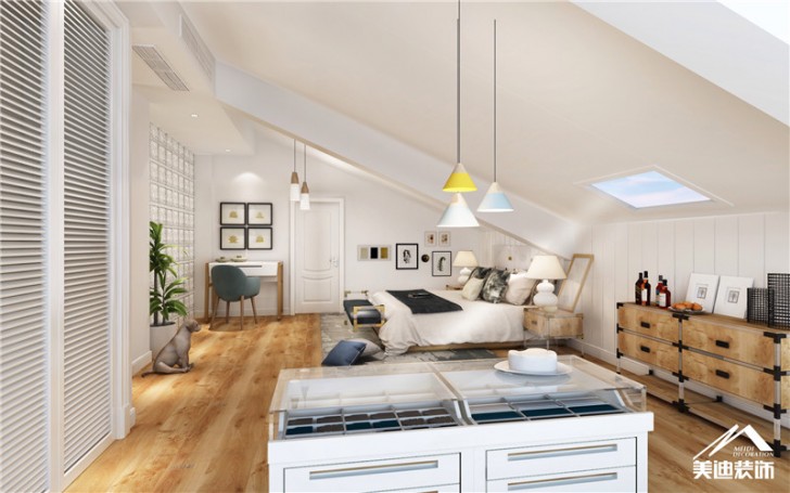 澳海瀾庭后現(xiàn)代風格裝修案例-臥室