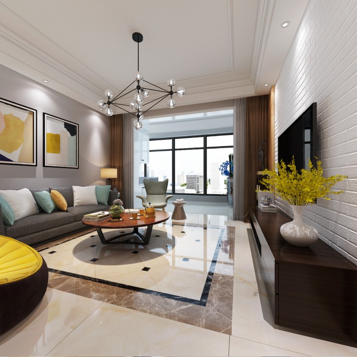 長沙湘江世紀(jì)城融江苑現(xiàn)代風(fēng)案例-客廳