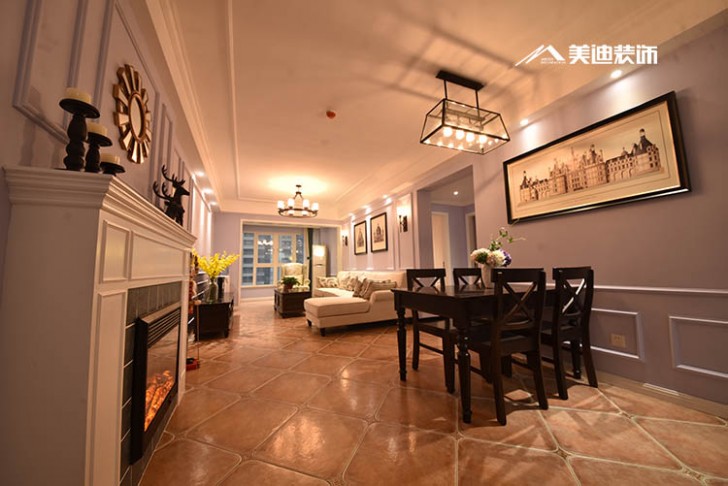 北辰三角洲美式風(fēng)格100平米裝修案例-過(guò)道
