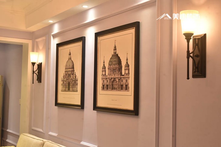 北辰三角洲美式風(fēng)格100平米裝修案例-壁畫