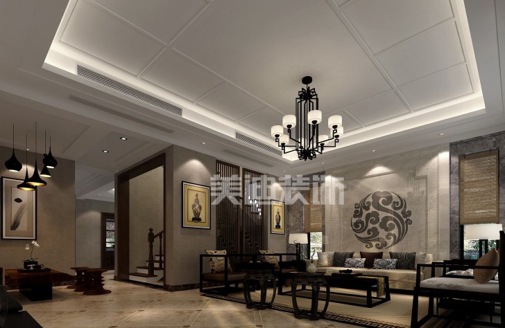 堤亞納灣新中式裝修效果圖—客廳