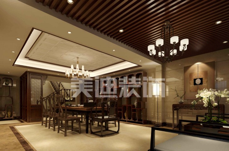 水映加州新中式裝修效果圖— 一樓休閑廳