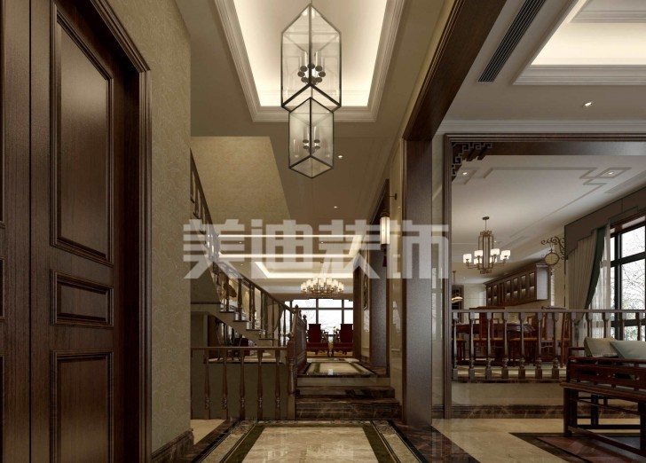 水映加州新中式裝修效果圖—門廳