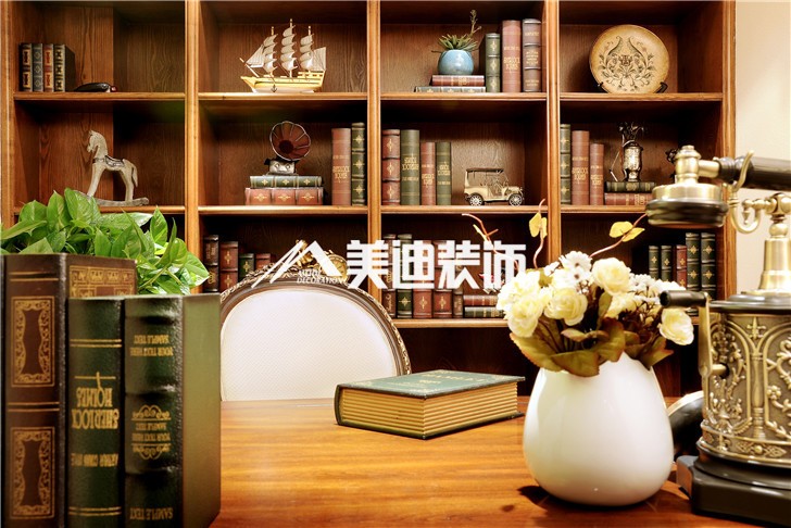 郡原美村300平美式風裝修案例圖—書房