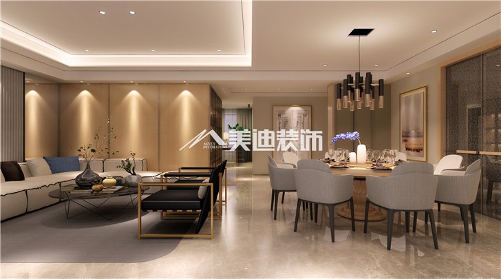 保利國際廣場180平港式風(fēng)裝修案例圖—餐廳