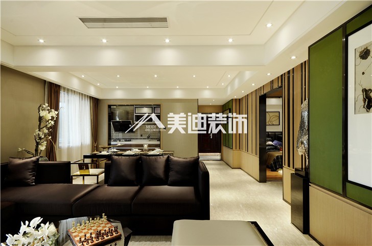 蘭亭灣畔125平港式風(fēng)裝修案例圖—客廳