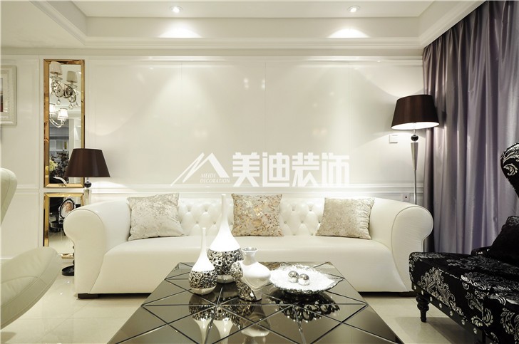 云頂梅溪湖新奢古典風裝修案例圖—客廳
