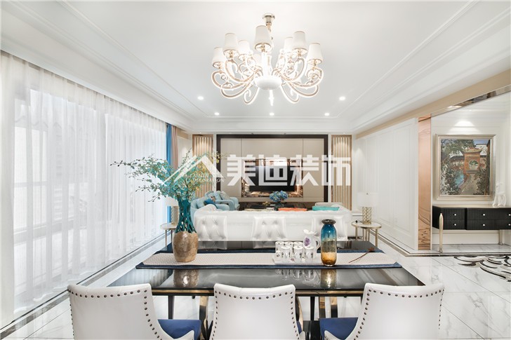 保利國(guó)際新奢古典風(fēng)裝修案例圖—餐廳