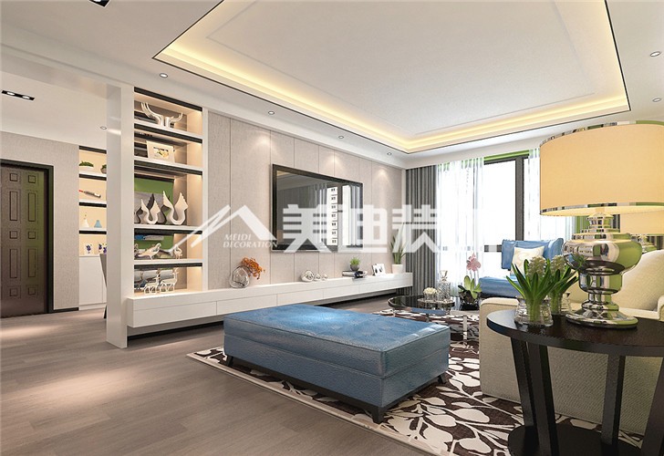 麗發(fā)新城現(xiàn)代風(fēng)裝修案例圖—客廳
