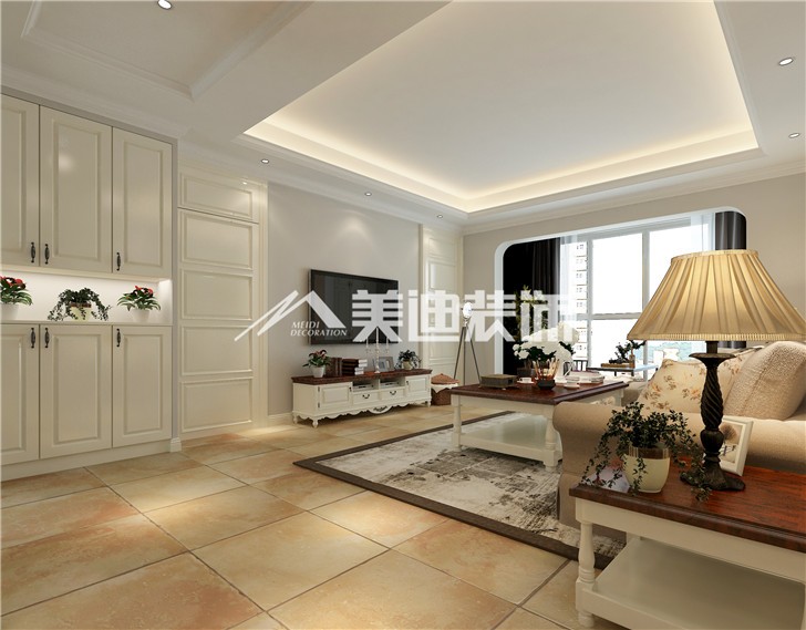 山水英倫簡(jiǎn)歐風(fēng)裝修案例圖—客廳