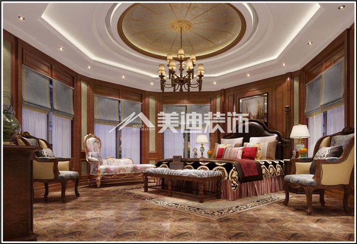 自建別墅歐式風(fēng)裝修案例圖—臥室