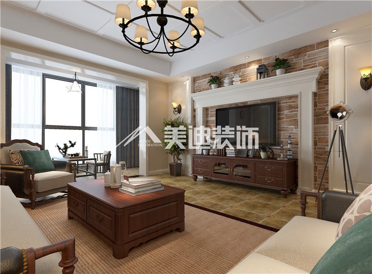 錦繡世紀美式風裝修案例圖—客廳
