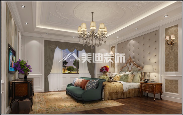 自建別墅歐式風(fēng)裝修案例圖—臥室