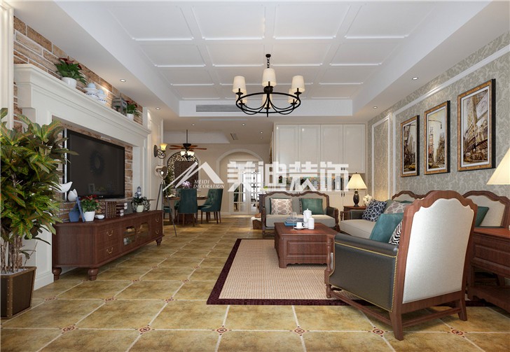 錦繡世紀美式風裝修案例圖—客餐廳