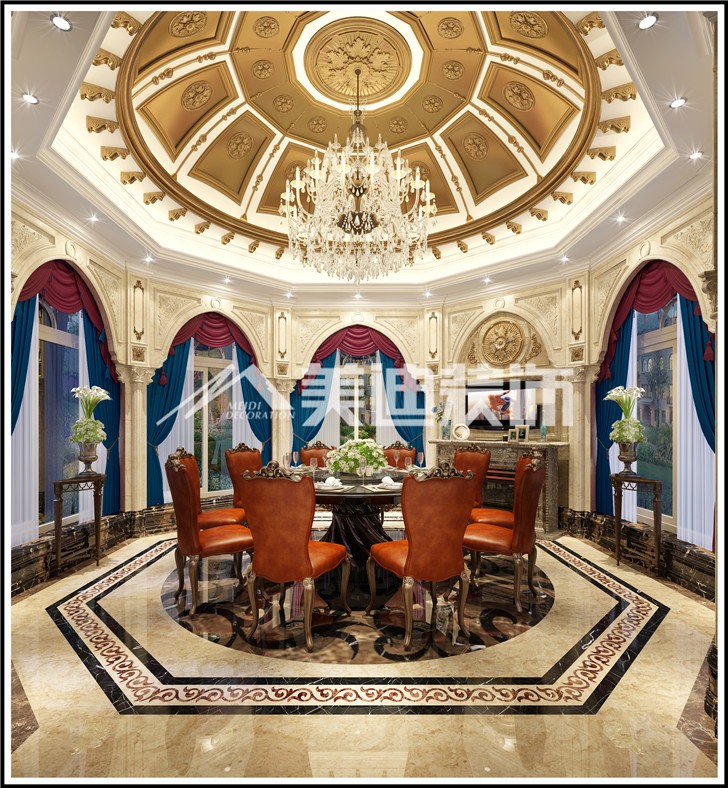 自建別墅歐式風(fēng)裝修案例圖—餐廳