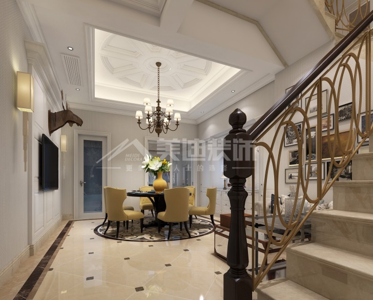 龍湖湘風(fēng)原著300平簡歐裝修案例圖—餐廳