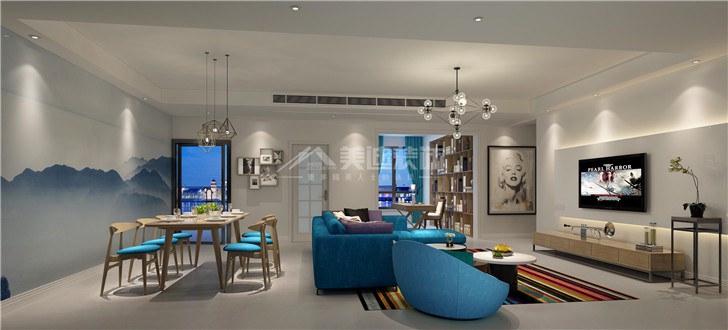 保利國(guó)際簡(jiǎn)約風(fēng)裝修案例圖—客餐廳