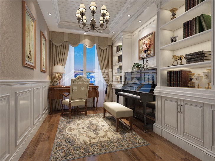 保利西海岸簡(jiǎn)歐風(fēng)裝修案例圖—書房