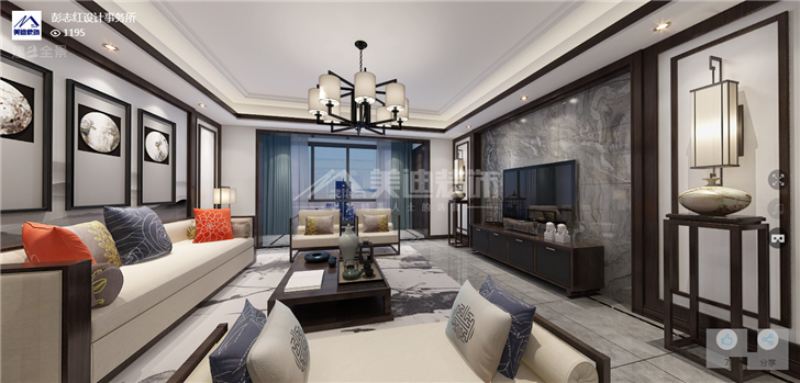 天一康園170平中式風(fēng)裝修案例圖—客廳