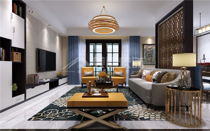 榮悅臺新奢古典風(fēng)裝修案例圖—客廳