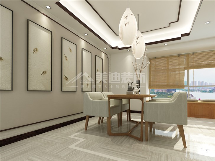 保利國際新中式風(fēng)裝修案例圖—餐廳