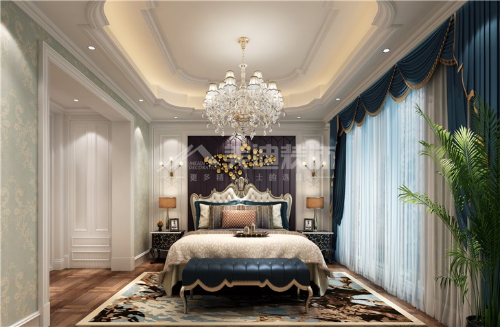 定江洋285平歐式風(fēng)裝修案例圖—主臥