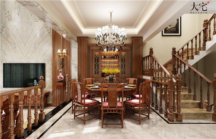 金地三千府347平新中式風(fēng)裝修案例圖—餐廳