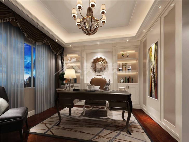 定江洋285平歐式風(fēng)裝修案例圖—書房