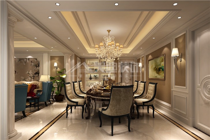 定江洋285平歐式風(fēng)裝修案例圖—餐廳