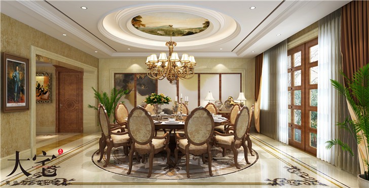 金地三千府402平歐式風(fēng)裝修案例圖—餐廳