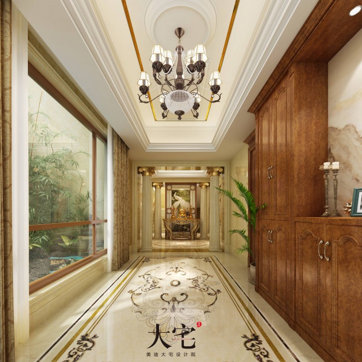 金地三千府402平歐式風(fēng)裝修案例圖—過道