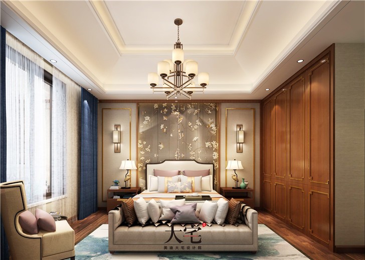 麓山別墅306平新中式風(fēng)裝修案例圖—臥室