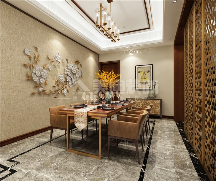 江河中央洋房252平歐式風(fēng)裝修案例圖—餐廳