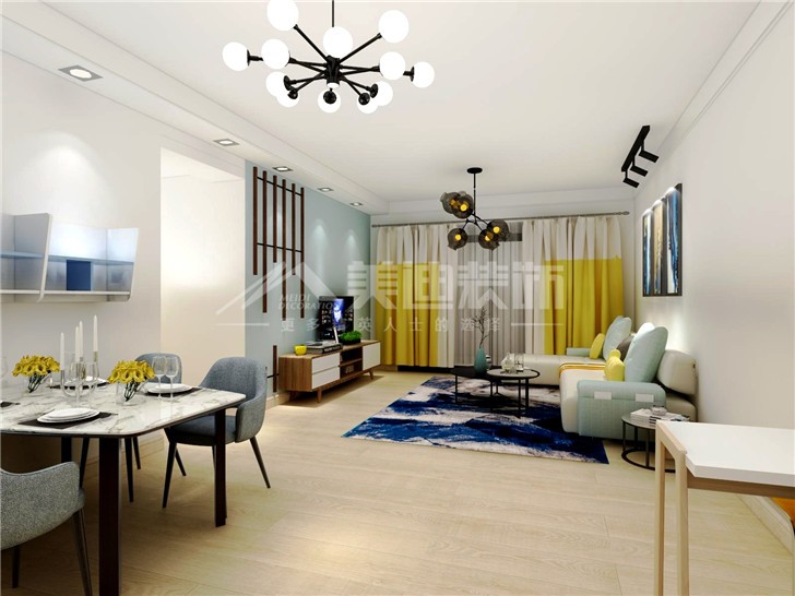 中航山水藍(lán)天120平簡(jiǎn)約風(fēng)裝修案例圖—客廳