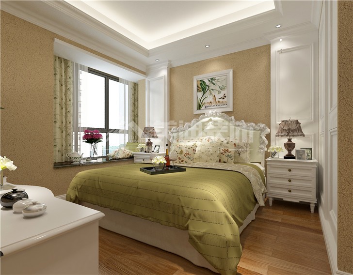 鈺龍?zhí)煜?1平簡歐風(fēng)裝修案例圖—主臥室
