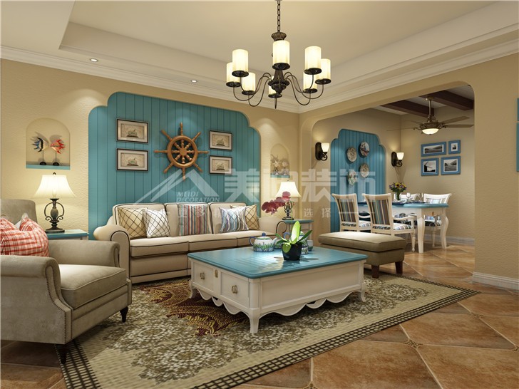 旭輝御府118平歐式風(fēng)裝修案例圖—客廳