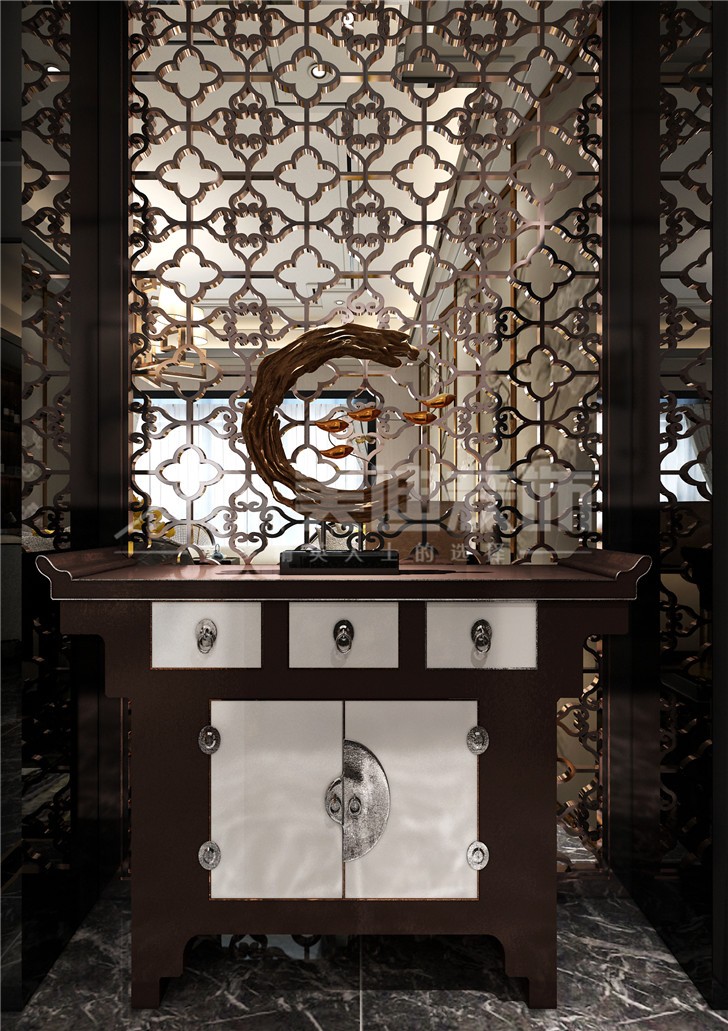 晟通牡丹舸144平新中式風(fēng)裝修案例圖—玄關(guān)