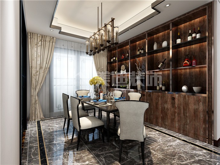 晟通牡丹舸144平新中式風(fēng)裝修案例圖—餐廳