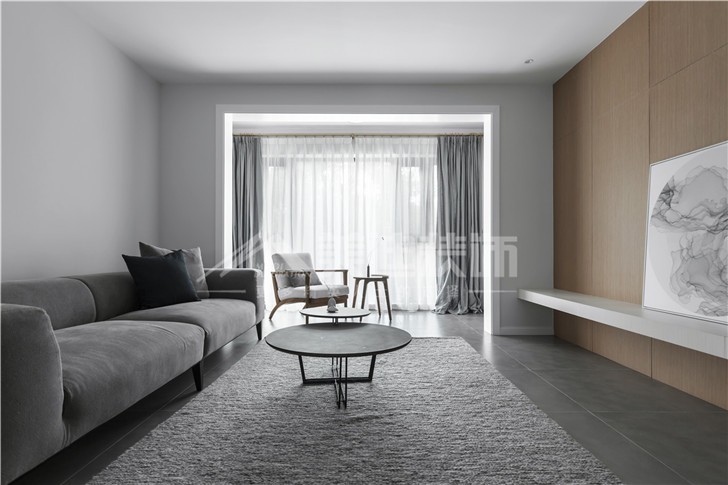 國泰九龍灣140平現(xiàn)代風(fēng)裝修案例圖—客廳