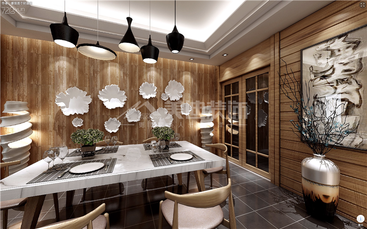 鈺龍?zhí)煜?17平簡歐風(fēng)裝修案例圖—餐廳